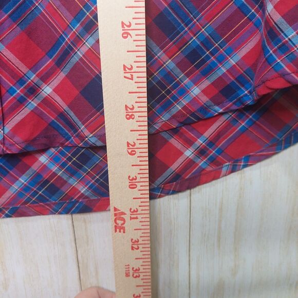 Tommy Hilfiger Men's Plaid Button Up Size Medium Blue Red Plaid Long Sleeve - Picture 12 of 12